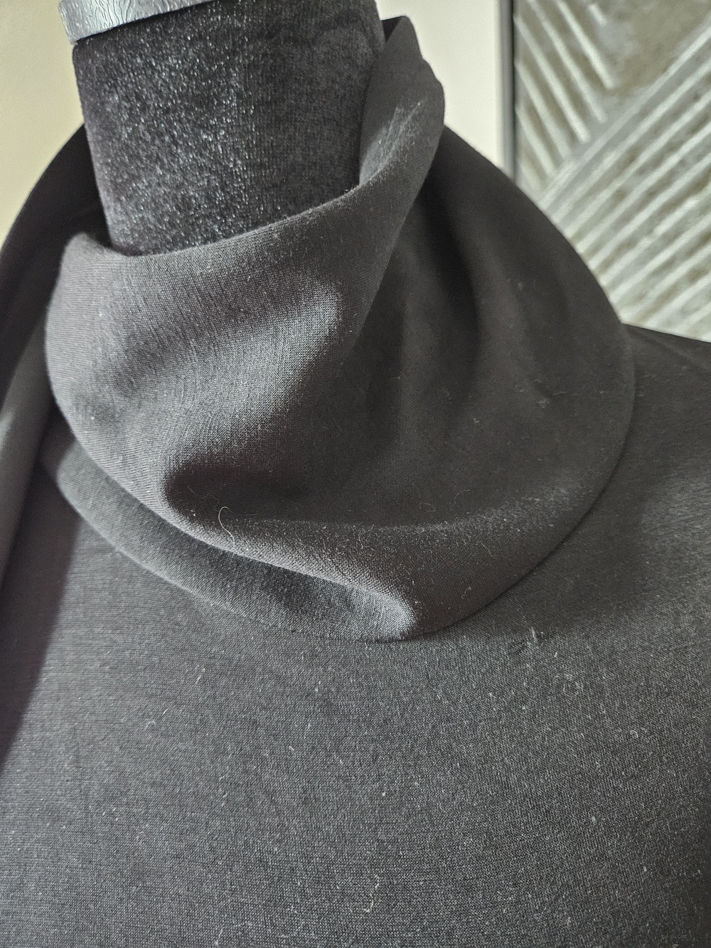 Asymmetrical Black Dress with Side Button Detail - Picture 6 of 8